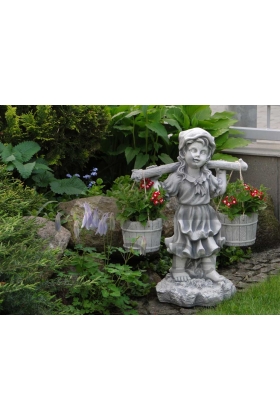 Dziewczynka z wiaderkami - donice ogrodowe z figurką ogrodową